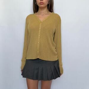 August Silk Gold Sparkly Cardigan Sweater